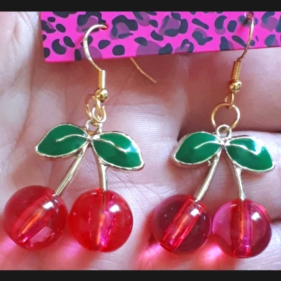 Betsey Johnson Cherry Earrings - Picture 2 of 2